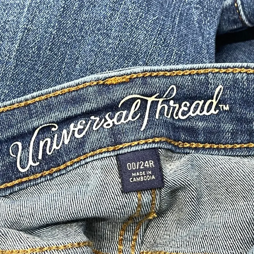 Universal Thread Skinny Ripped Jeans Womens Size 00 Dark Blue High Rise Stretch
